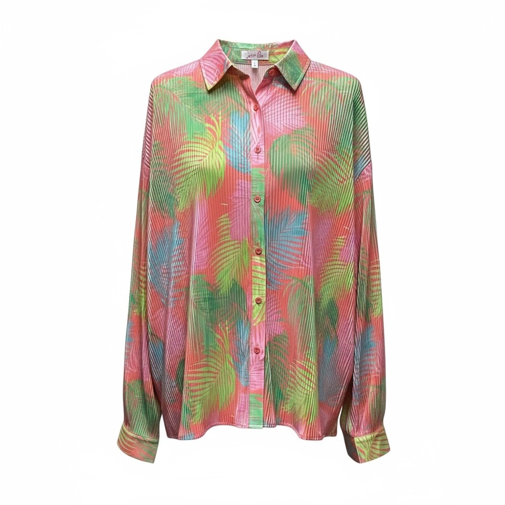 Jess Lea Malibu Sunset pleated short and top coord resort wear vibrant neons. LG - Picture 5 of 16